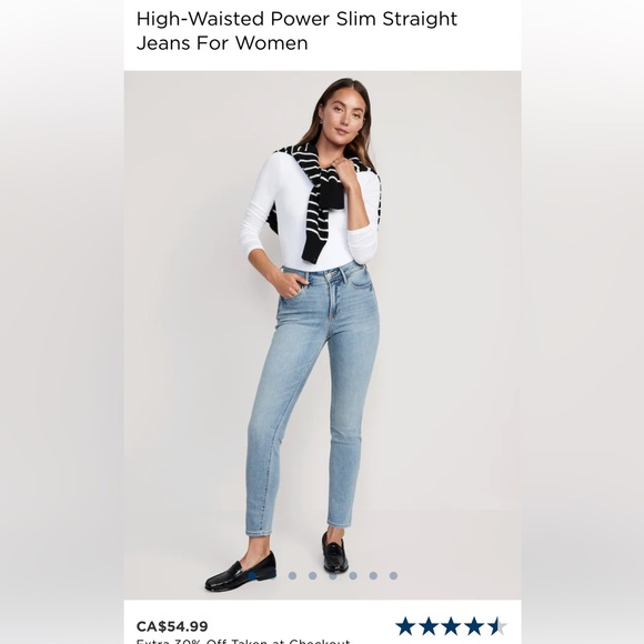 Old navy high rise power slim straight jeans in size 10 tall - Picture 1 of 4